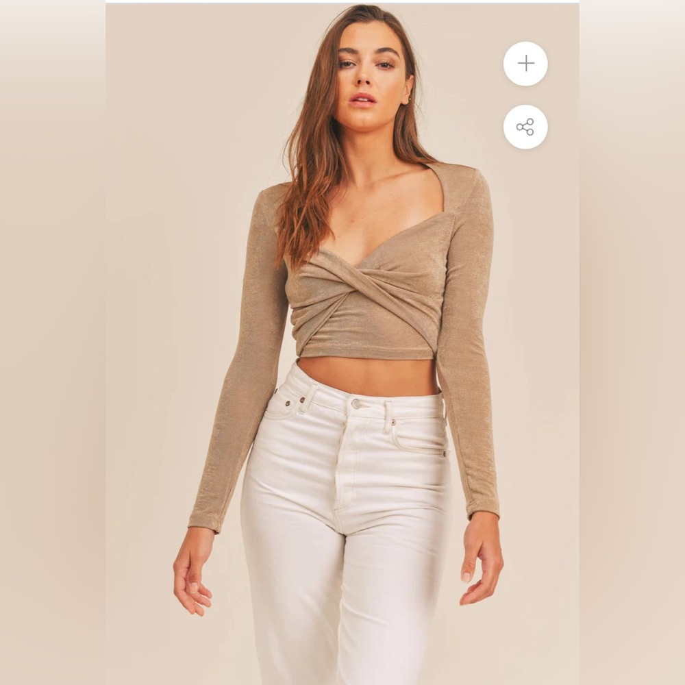 Mable Jaylene Mocha Long Sleeve Crop Top